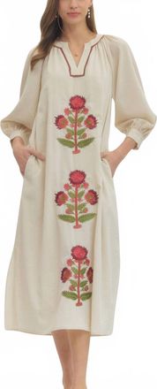 Entro Katy Blockprint Dress In Ecru