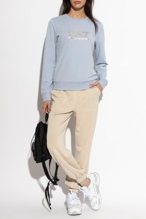 Emporio Armani Sweatshirt With Shiny Studs, Womens, Blue