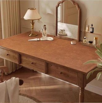 OEM Mantel Individual Cara Camino 100 &times; 50 Cm Piel Sint&eacute;tica Marr&oacute;n Textura Pliegues Naturales, Individual Resistente Tapete Universal Antideslizante