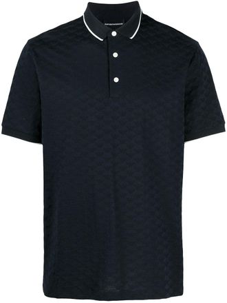 Emporio Armani textured knit polo shirt - Blue