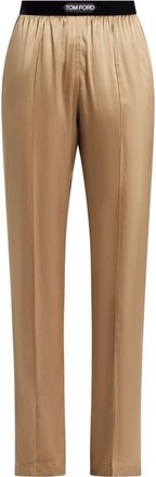 Tom Ford straight-leg satin trousers - women - Silk/Elastane - L - Neutrals