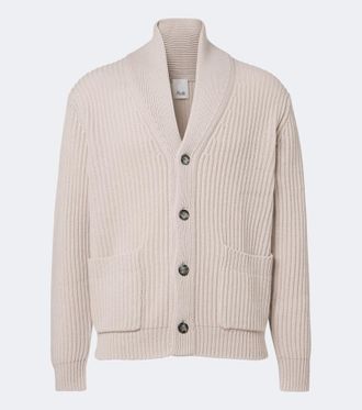 Allude Ribbed-knit wool and cashmere cardigan
