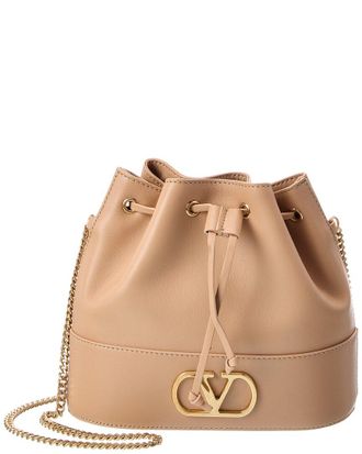 Valentino Vlogo Leather Bucket Bag
