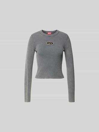 Diesel Longsleeve mit Label-Detail in Hellgrau, Gr&ouml;&szlig;e XS
