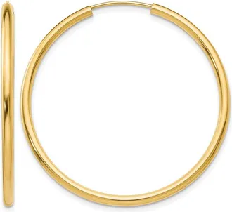 Diamond2Deal 10k Gold 2mm Round Endless Hoop Earrings