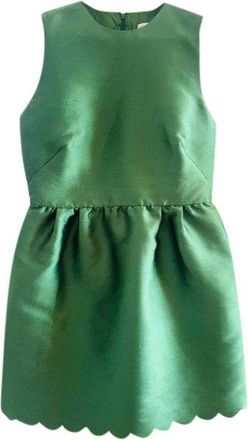 Red Valentino Green satin scallop hem dress Size 42