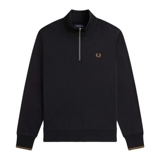 Fred Perry Hoodies & sweatvesten, Heren, Zwart, M, Katoen, Half Zip Sweatshirt