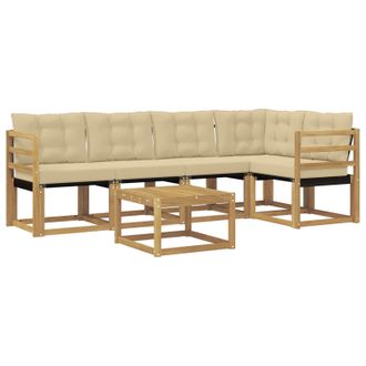 vidaXL Conjunto De Sof&aacute;s De Exterior Con Coj&iacute;n 6 Pcs Y Beige Vidaxl