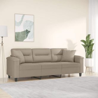 vidaXL Vidaxl - Divano a 3 Posti con Cuscini tortora 180 cm Tessuto Microfibra