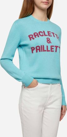 MC2 Saint Barth Water Green Sweater New Queen With Raclette & Paillettes Sequins Lettering