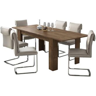 Dmora Tavolo Allungabile Campora, Allungabile, Meccanismo Estensione Allunga Centrale, Lunghezza Massima 220 cm, 220x90x75h cm Marrone Noce