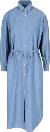 Finamore Maxi Shirt Dress - Light Blue