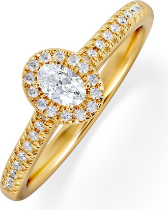 The Diamond Store Lumia Oval Cut Lab Diamond Halo Ring 0.33ct F/VS in 18K Gold Vermeil
