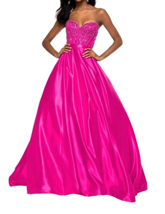 Sherri Hill Sweetheart Corset Bodice Prom Dress In Fuchsia