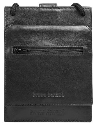 Bruno Banani Brustbeutel BRUNO BANANI, Damen, schwarz, Leder, beschichtet, leicht gl&auml;nzend, Kleinlederwaren Brustbeutel, echt Leder