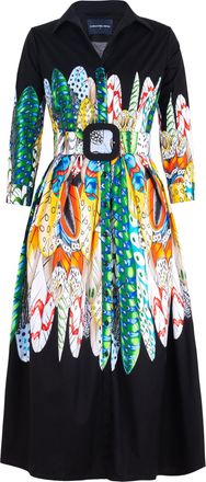 Samantha Sung Audrey 1 Feather Print Shirtdress