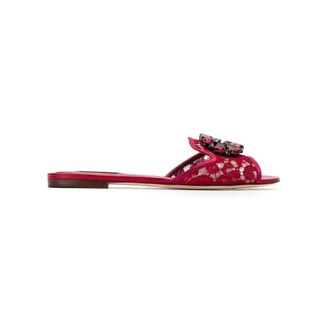 Dolce & Gabbana Rode Sandalen met Kristalversieringen - Dames - Sandalen - Rood - 35 EU - Schoenen
