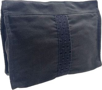 Herm&egrave;s Gray Nylon Canvas Clutch Bag Pouch (Pre-Owned)