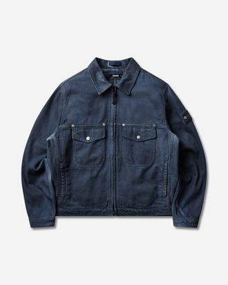 Stone Island Men s Hand Sprayed Reflective Light Blue Denim-TC Jacket Slate Blue