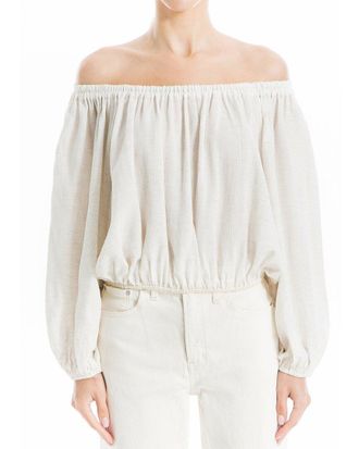 Max Studio Boho Bubble Hem Linen-Blend Blouse
