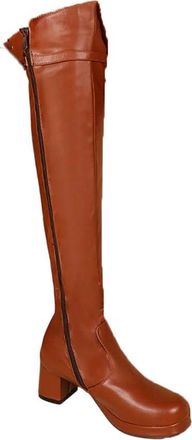Generic Womens Over Knee Boots Winter Fashion Chunky Heel Pu Leather Casual Long Boot