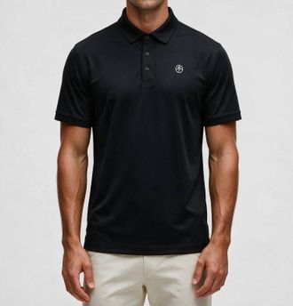JC de Castelbaljac Pique Collar Short Sleeve Polo In Black