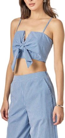 English Factory Check Tied Crop Tank in Blue at Nordstrom, Size X-Small