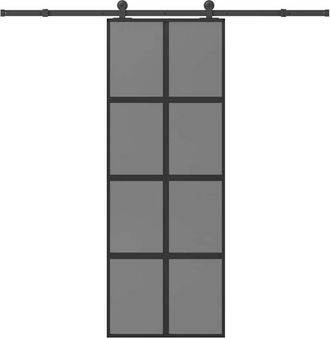 vidaXL Puerta Corredera Set Herrajes Vidrio Templado Aluminio 76x205cm Vidaxl