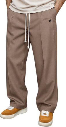 Generic Casual Trousers for Men UK Mens Casual Trousers with Stretch Fabric for Daily Comfort and Mens Pants Slim Fit Work Men Elasticated Work Pants (Brown, 