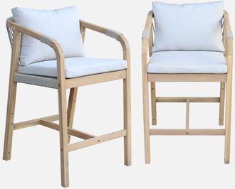 Sweeek Silla De Jard&iacute;n De Madera De Acacia Y Cuerda, Set De 2