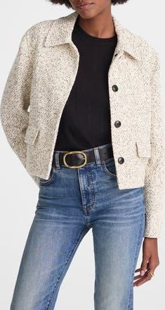 Madewell Tweed Lady Jacket in Ivory Brown at Nordstrom Rack, Size 14