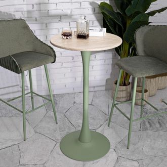 Dmora Mesa Fija Leh, 2 Plazas, Forma Redonda, Estructura Color Crema, 60x60x106h Cm Blanco Crema