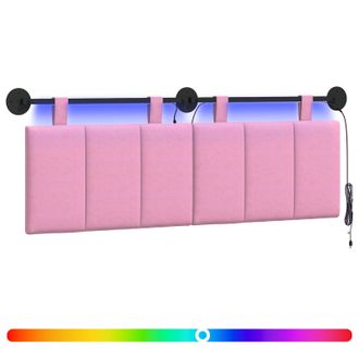 vidaXL Cabecero Colgante Con Luz Led Rosa Tela Vidaxl
