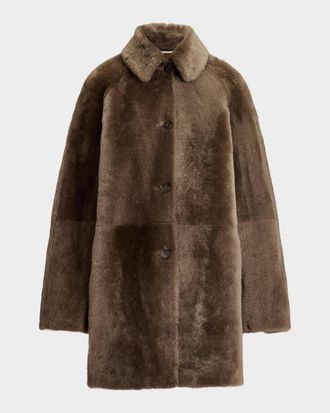 Ralph Lauren Collection Janise Waxed Lamb-Shearling Coat