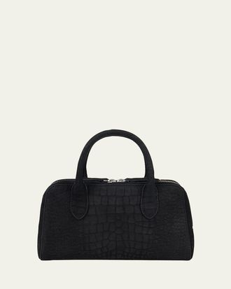 WE-AR4 The Ivy 22 Croc-Embossed Nubuck Leather Crossbody Bag