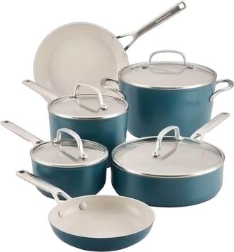 KitchenAid 10-Pc. Hard Anodized Ceramic Nonstick Cookware Set - Agave