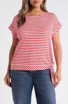 Jones New York Stripe Dolman Top in Rouge/natural White at Nordstrom, Size 2X
