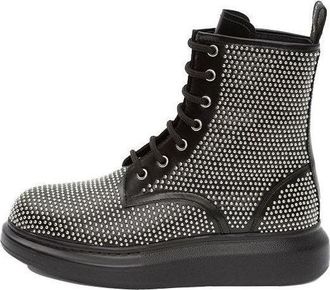 Alexander McQueen (WMNS) Alexander McQueen Hybrid Lace Up Boot Black Silver 611701WHXHE1081