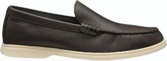 BOSS Brown Grained Leather Loafers