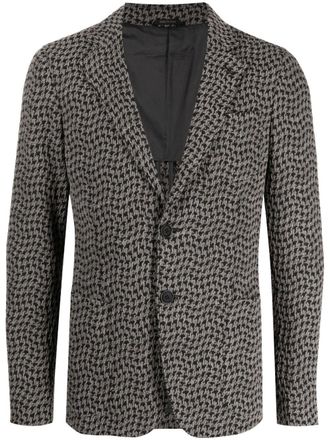 Giorgio Armani houndstooth-pattern single-breasted blazer - men - Elastane/Viscose/Cupro/Virgin Wool/Elastane/Polyamide - 50 - Grey