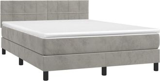 vidaXL Vidaxl - Cama Box Spring Colch&oacute;n Y Led Terciopelo Gris Claro 140x200 Cm