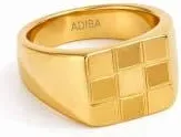 Adiba Squares Pattern Stainless Steel Ring in Gold at Nordstrom, Size 7