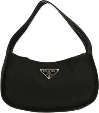 Prada Pre-owned Shoulder Bags, female, Black, Size: ONE SIZE Pre-owned Nylon Shoulder Bag
