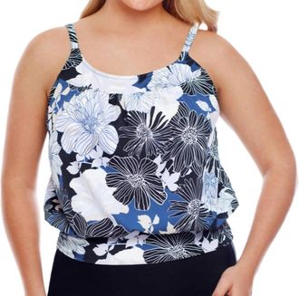 Shape Solver Plus Size Blouson Tankini Top In Chelsea Floral