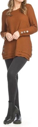 Papillon Waffle Top With Button Detail In Rust