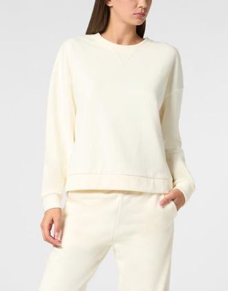 Plein Sport Boxy Fit Sweatshirt Round Neck Ls Women in White at Nordstrom, Size Xx-Large Eu
