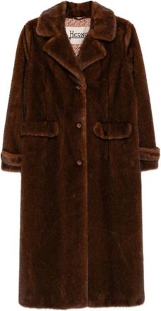 Herno Bruine Nepbont Knoopjas - Dames - Mantel - Bruin - XL - Nepbont - Jassen