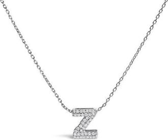 House of Brilliance 10K Gold Diamond Accent A-Z Initial Bubble Pendant Necklace in White | Z at Nordstrom