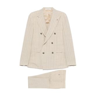 Tagliatore Double Breasted Suits, male, Beige, Size: 2XL Abito A3174