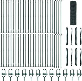 Berkfield Home Welded Wire Fence with 13 Flanged Posts Green 0.4x100 m Steel